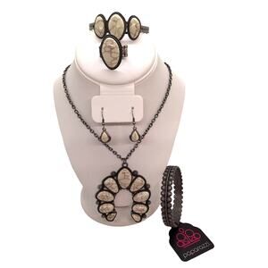 Paparazzi Simply Santa Fe Fashion Fix Set Pewter Tone Howlite Squash Blossom
